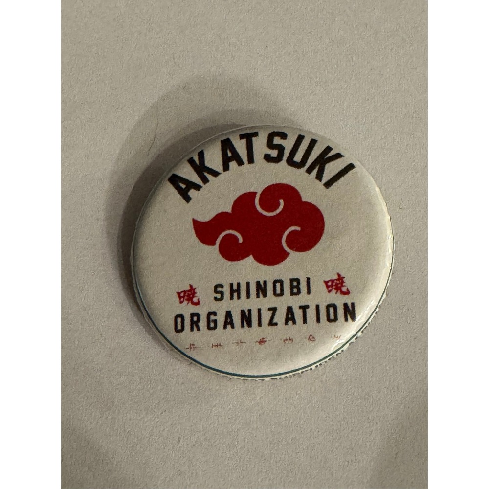 Naruto Shippuden Akatsuki Shinobi Organization Red Cloud Pin Back Button 2007